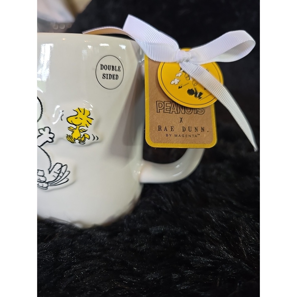 NEW Rae Dunn Peanuts SNOOPY & WOODSTOCK / "Best Friends" 3D 18oz Ceramic Mug - Picture 3 of 7